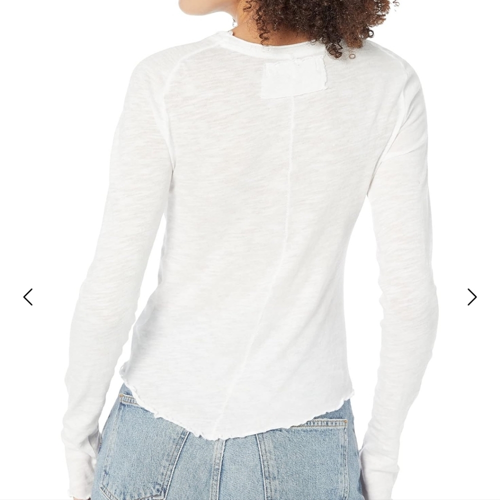 Free People We The Free Be My Baby Long Sleeve Knit Top Lettuce Trim - Picture 2 of 8